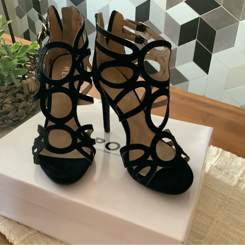 Report Black Cutout High Heel Sandals